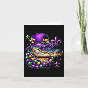 Tarjeta Mardi Gras Alligator Mardigator Crocodile Kids Boy