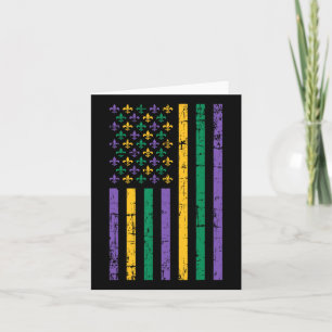 Tarjeta Mardi Gras Bandera Estadounidense