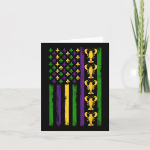 Tarjeta Mardi Gras Bandera Estadounidense Con Langostinos