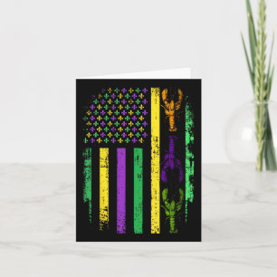 Tarjeta Mardi Gras Bandera Estadounidense Con Nueva Orle D