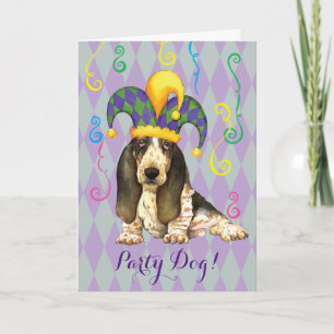 Tarjeta Mardi Gras Basset Hound