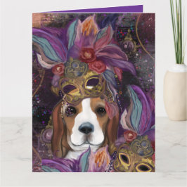 TARJETA MARDI GRAS BEAGLE