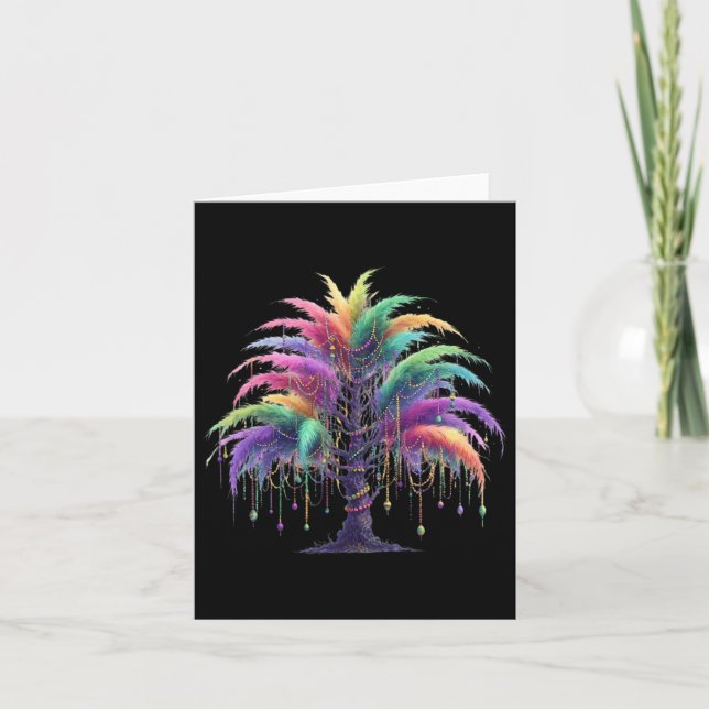 Tarjeta Mardi Gras Carnival Bead tree (Anverso)