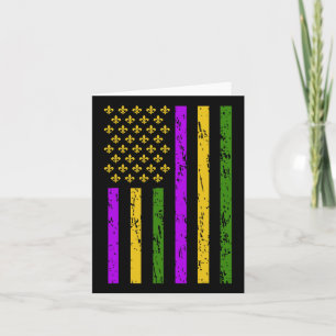 Tarjeta Mardi Gras celebra la bandera del Mardi Gras