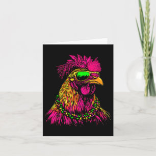 Tarjeta Mardi Gras Chicken Sungles Beads Farmer Nueva Orle