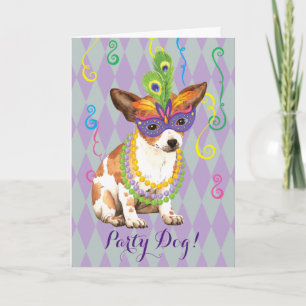 Tarjeta Mardi Gras Chihuahua