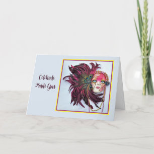 Tarjeta Mardi Gras con máscaras preciosas