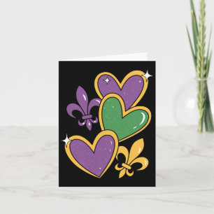 Tarjeta Mardi Gras Corazas Mujeres Chicas Niños Pequeñas