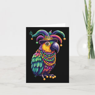 Tarjeta Mardi Gras Cute Parrot Máscara Traje de vestuario