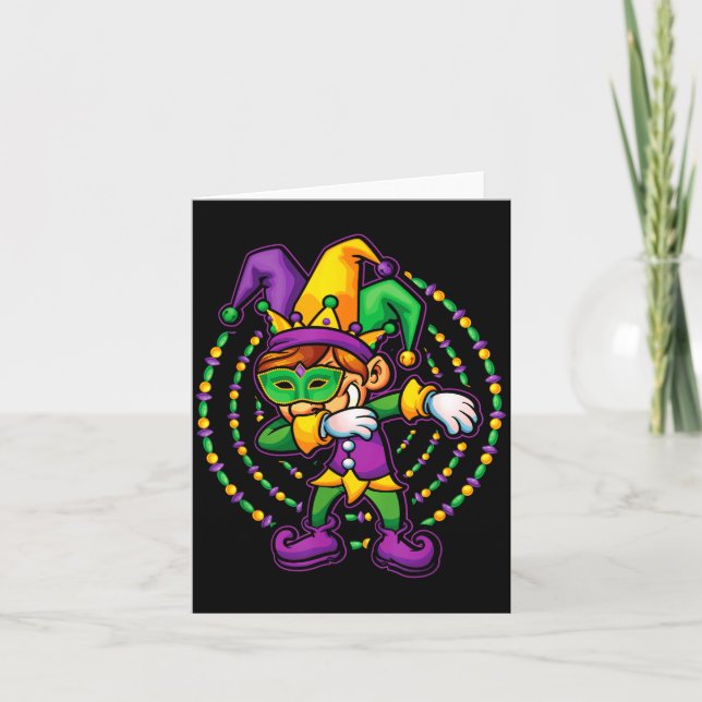 Tarjeta Mardi Gras Dabbing Boys Kids Gift Funny New Orlean (Anverso)