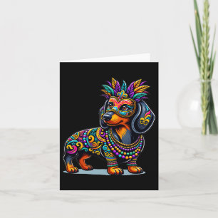 Tarjeta Mardi Gras Dachshund Perros Máscara Carnaval Festi