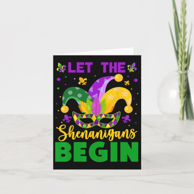 Tarjeta Mardi Gras Disstume Dejar Que Los Shenanigans Empi (Anverso)