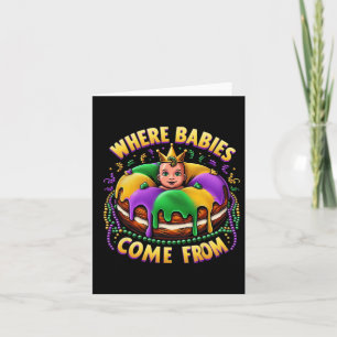 Tarjeta Mardi Gras Donde Los Bibi Vienen Del Pastel De Rey