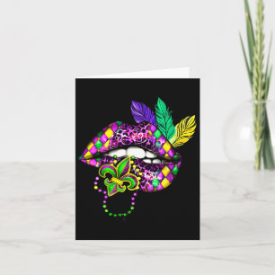 Tarjeta Mardi Gras levanta leopardo de moda en el Festival