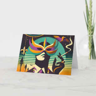 Tarjeta Mardi Gras Mr. Death El hombre fumador