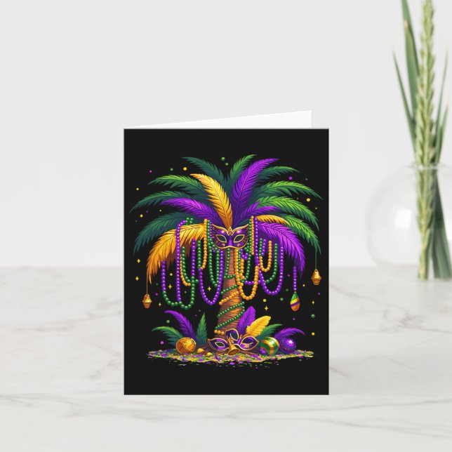 Tarjeta Mardi Gras Palm Tree Hawái Hombres Fiestas Tropica (Anverso)
