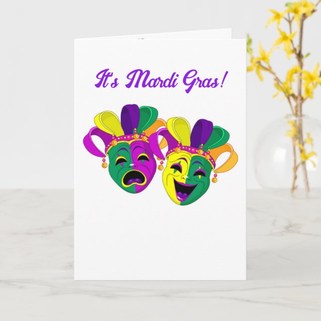 Tarjeta Mardi Gras Personalizado Mensaje Jesters Card (flor amarilla)