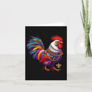 Tarjeta Mardi Gras Rooster de Pollos de Nueva Orleans Grac