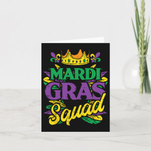 Tarjeta Mardi Gras Squad divertido juego desfile de carnav