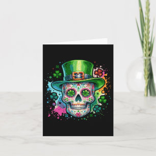 Tarjeta Mardi Gras St Patricks Day Shamrock Sugar Skull Ca