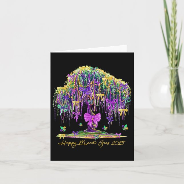 Tarjeta Mardi Gras Tree Beads New Orleans 2025 (Anverso)