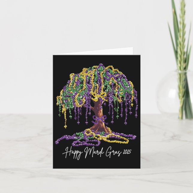 Tarjeta Mardi Gras Tree Beads New Orleans 2025 (Anverso)