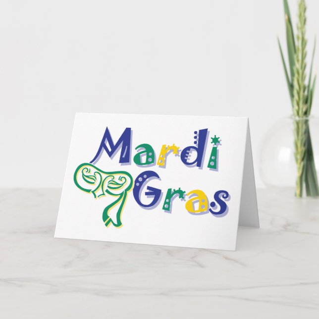 Tarjeta Mardi Gras Tri Mask (Anverso)