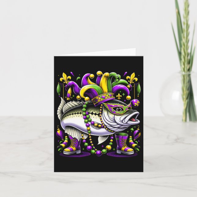 Tarjeta Mardi Gras White Byb Fish (Anverso)