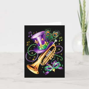 Tarjeta Mardi Gras Y Trumpet Perfect Mix Costume Festiva