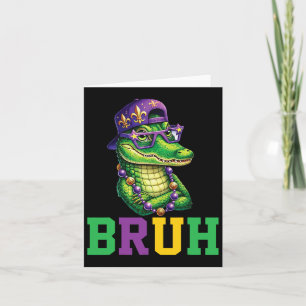 Tarjeta Mardigator Alligator Bruh Mardi Gras Costume a los