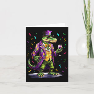 Tarjeta Mardigator Mardi Gras Alligator Costume Hombres Mu