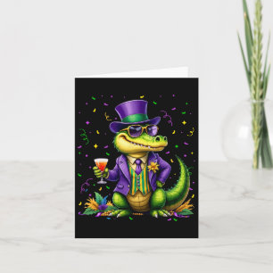 Tarjeta Mardigator Mardi Gras Alligator Costume Hombres Mu