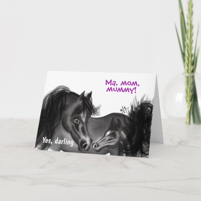 Tarjeta Mare y Filly | Mamáes, mamá, mamá Feliz Día de la  (Anverso)