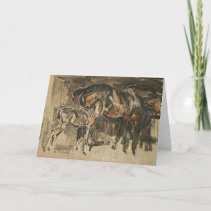 Tarjeta Mare y Foal   Joseph Crawhall