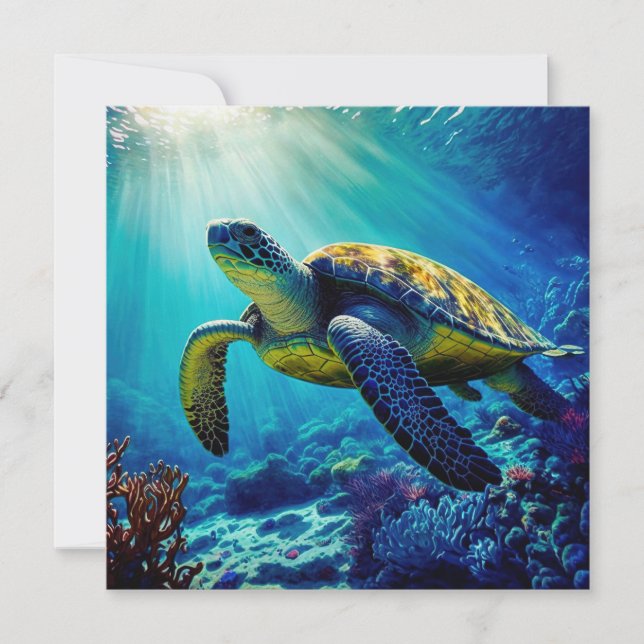 Tarjeta Marea Turtle Ocean Marine Life Beach Animales de l (Anverso)