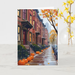 Tarjeta Marenas de otoño de Boston Calabaza Acuarela