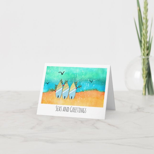 Tarjeta Mares y saludos Navidades de la costa de renos (Anverso)