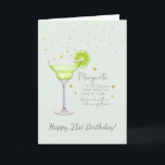 Tarjeta Margarita Cocktail 21st Happy Birthday Card<br><div class="desc">¡Esta tarjeta de felicitación de cóctel Margarita es la manera perfecta de decir feliz 21 cumpleaños! Incluye una receta de cóctel en onzas en la parte delantera y mililitros en la parte posterior. Puede personalizar este diseño haciendo clic en "Personalizar esta plantilla" o si desea cambiar el tipo de letra,...</div>
