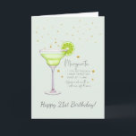 Tarjeta Margarita Cocktail 21st Happy Birthday Card<br><div class="desc">¡Esta tarjeta de felicitación de cóctel Margarita es la manera perfecta de decir feliz 21 cumpleaños! Incluye una receta de cóctel en onzas en la parte delantera y mililitros en la parte posterior. Puede personalizar este diseño haciendo clic en "Personalizar esta plantilla" o si desea cambiar el tipo de letra,...</div>