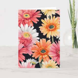 Tarjeta Margarita Gerbera - Flores de acuarela