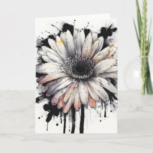 Tarjeta Margarita gerbera - Flores de acuarela