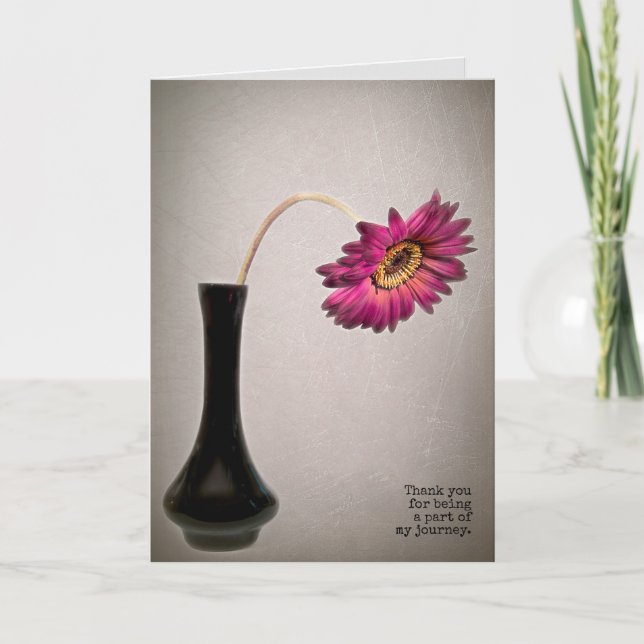 Tarjeta Margarita gerbera rosa gracias (Anverso)