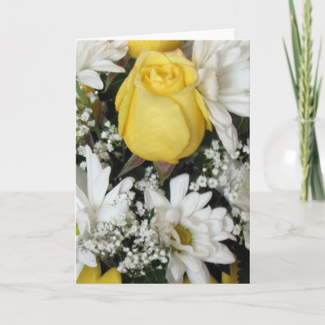 Tarjeta Margaritas blancas del rosa amarillo (Anverso)