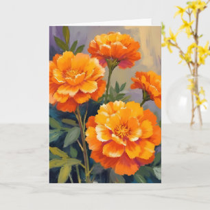 Tarjeta Margaritas Doradas Flores Florales Acuarela