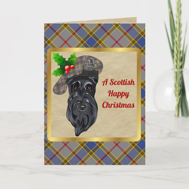 Tarjeta Margen Balfour y Navidad personalizada de Tartán (Anverso)