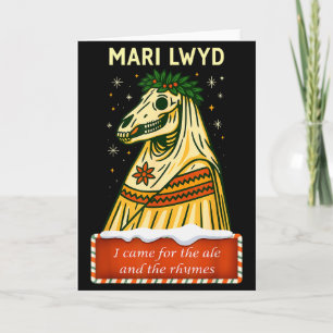 Tarjeta Mari Lwyd divertido esqueleto de caballo de folklo