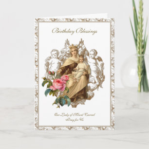 Tarjeta María Jesús Ángeles Monte Carmelo Rosas Religiosas