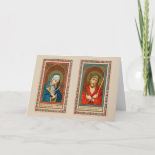 Tarjeta María, Mater Dolorosa y Jesús, Saludo Ecce Homo