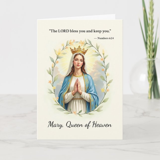 Tarjeta María Reina del Cielo, la paz y las bendiciones de (Anverso)