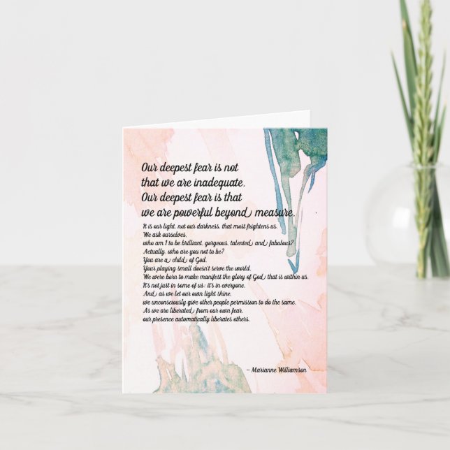 Tarjeta Marianne Williamson Deepest Fear Quote Blank (Anverso)